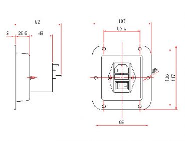 Einbaurahmen für Netzfilter117x107 mm