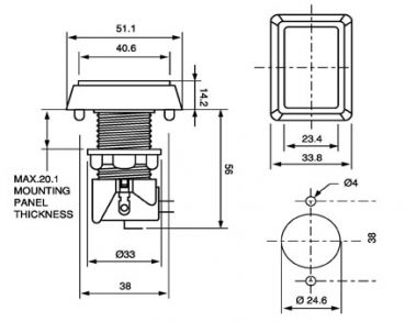 Taster rechteckig 51x31mm mit Beleuchtung