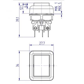 Drucktaster mit Beleuchtung rechteckig 34x27.7 mm