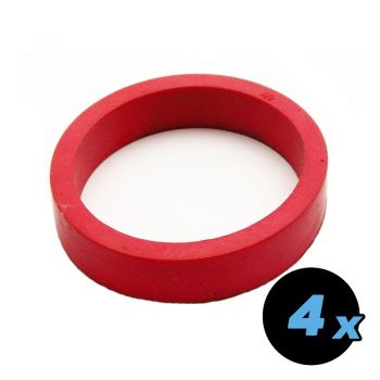 4 pieces Silicon flipper rings 1-1/2 x 1/2 x 5/32  red
