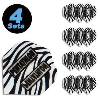 4 Flight Sets (12 pcs) Standard Polyester Pentathlon Clear Zebra stripes