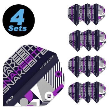 4 Flight Sets (12 pcs) Standard Hardcore Snakebite black / purple