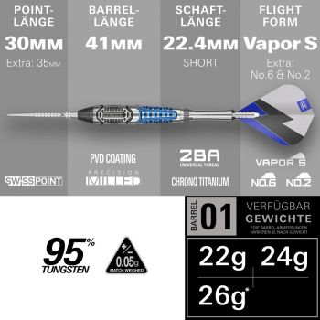 Target Phil Taylor Power Chrono 95% Swiss Point Steeldarts 2026 – 22g / 24g / 26g
