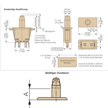 Service switch (door switch) double-pole contact terminal 4.8 or 6.3 mm