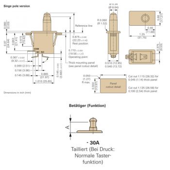 Service switch (door switch) single-pole contact terminal 4.8 x 0.8 mm F69-30A AgCDO