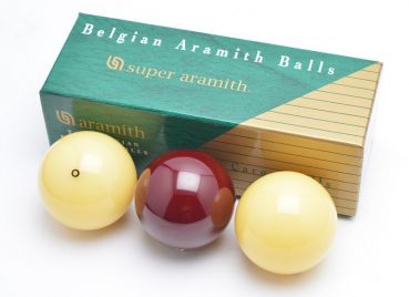 Karambol Ballsatz Aramith Super 61,5mm weiß/dunkelrot/weiß