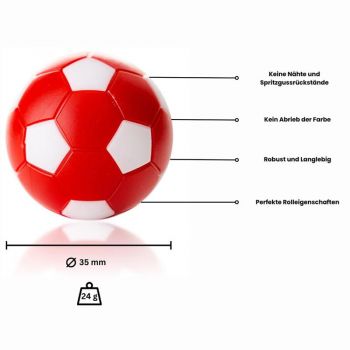 Ball for foosball table red/white d 35 mm 24 g