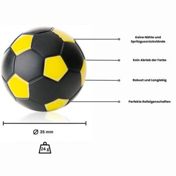 Ball for foosball table black/yellow d 35 mm 24 g