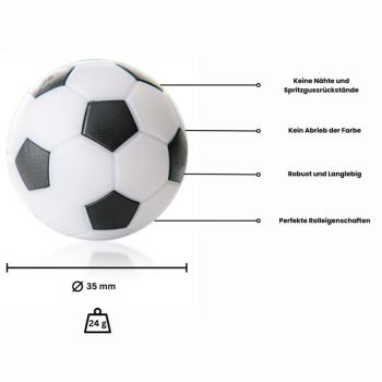 Ball for foosball table black/white d 35 mm 24 g