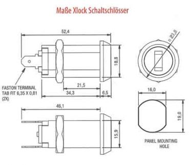 Xlock Schlüsselschalter KD 36,4mm 1 7/16"