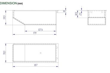 Plastic cashbox for machines 187x78,5x59,5mm