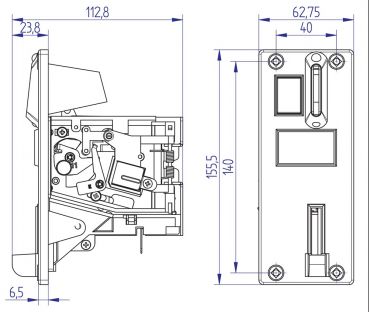 Coinvalidator mechanical with front panel LF6 0.50 Euro