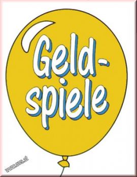 Self-adhesive sticker advertising sign Geldspiele Ballon