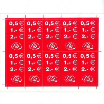 Self-adhesive sticker 0,5 1,- 2,- Euro