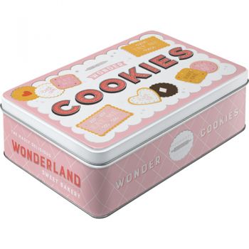 Tin box flat L - Cookies - 23x16x7 cm 2,5 l