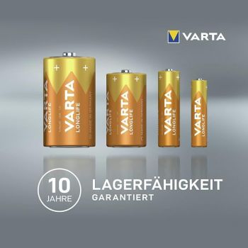 Batterie Longlife R20 D Mono Alkaline 1.5 Volt 4 Stück