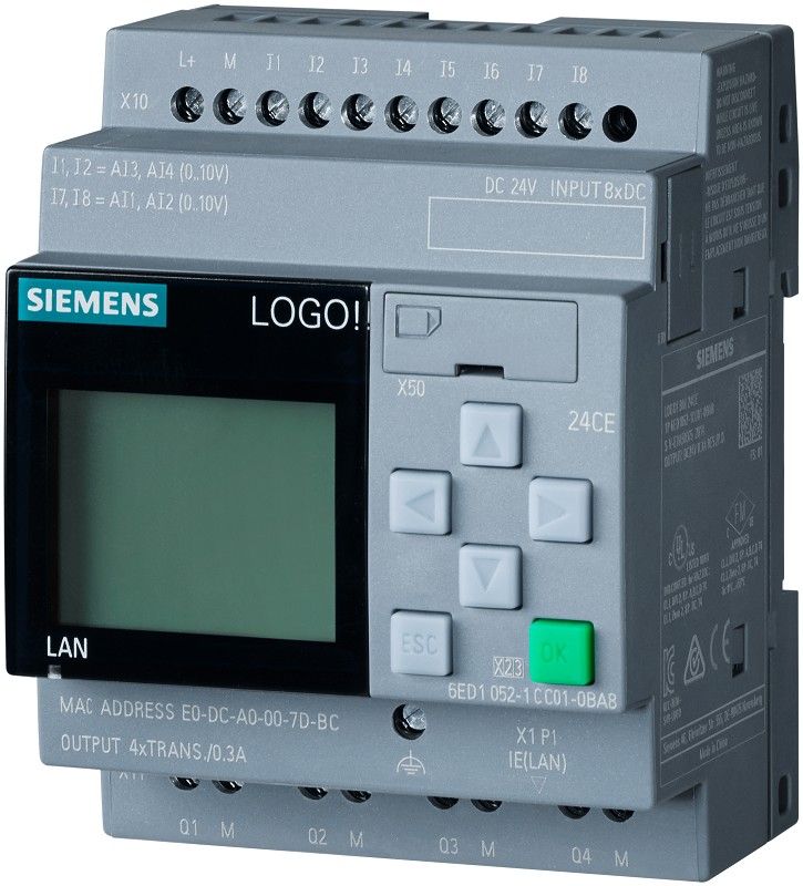 LOGO 8 Basic with 6-digit. LCD-Display, Keyboard, Ethernet 24 CE DC 24 V