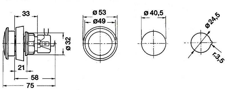 Leuchttaster rund  53 mm gelb