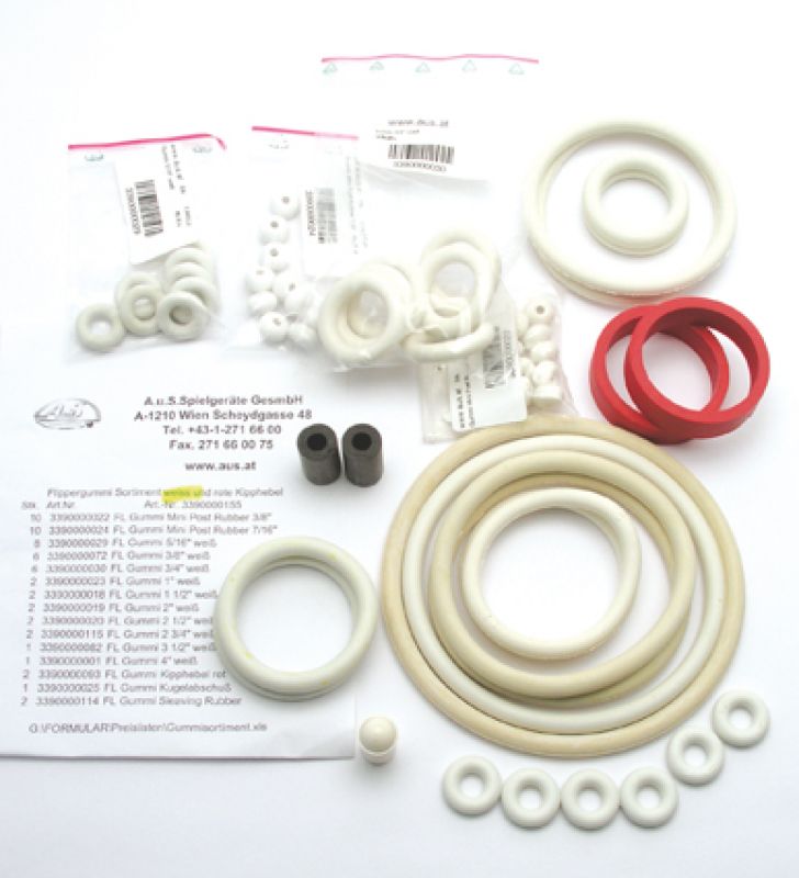 Assortment pinball rubber rings white