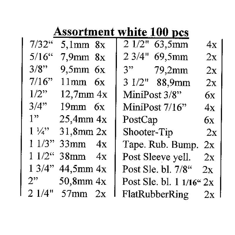 100 Stück Flippergummi Sortiment weiß