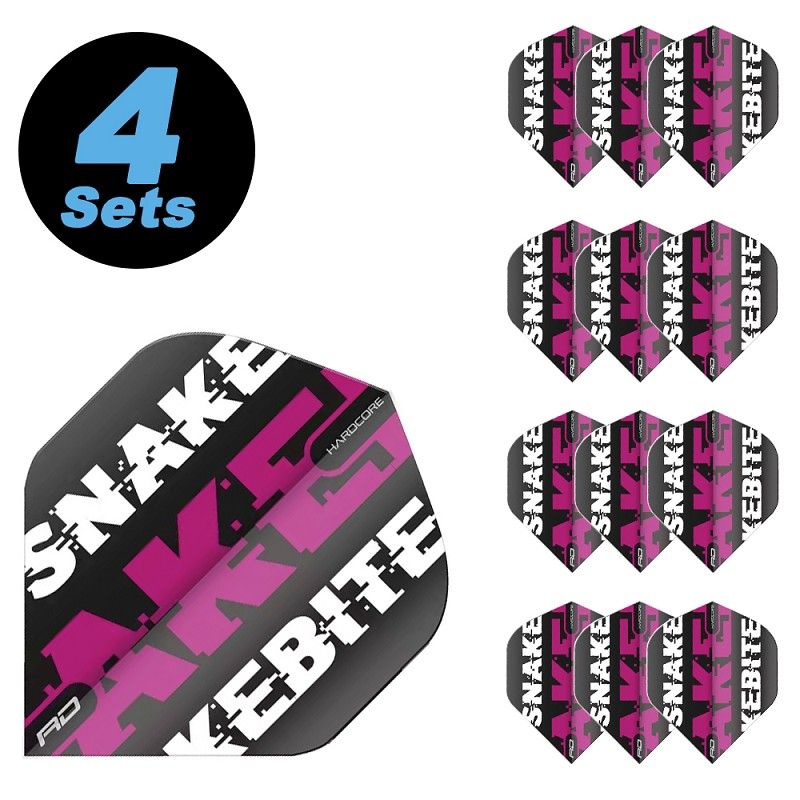 4 Flight Sets (12 pcs) Standard Polyester Snakebite Hardcore Magenta