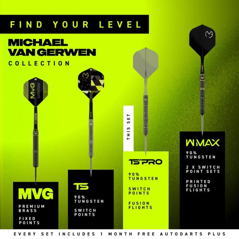 Winmau Steel Dartset MVG TS-PRO 90% Switch Point