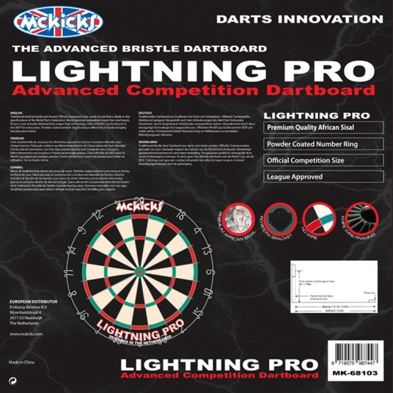 Dartboard McKicks Lighting Pro with rotatable wall bracket