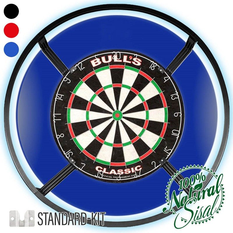 Dartarena Classic mit Dartboard Bristle Classic und  Auffangring mit LED Beleuchtung Corona Vision