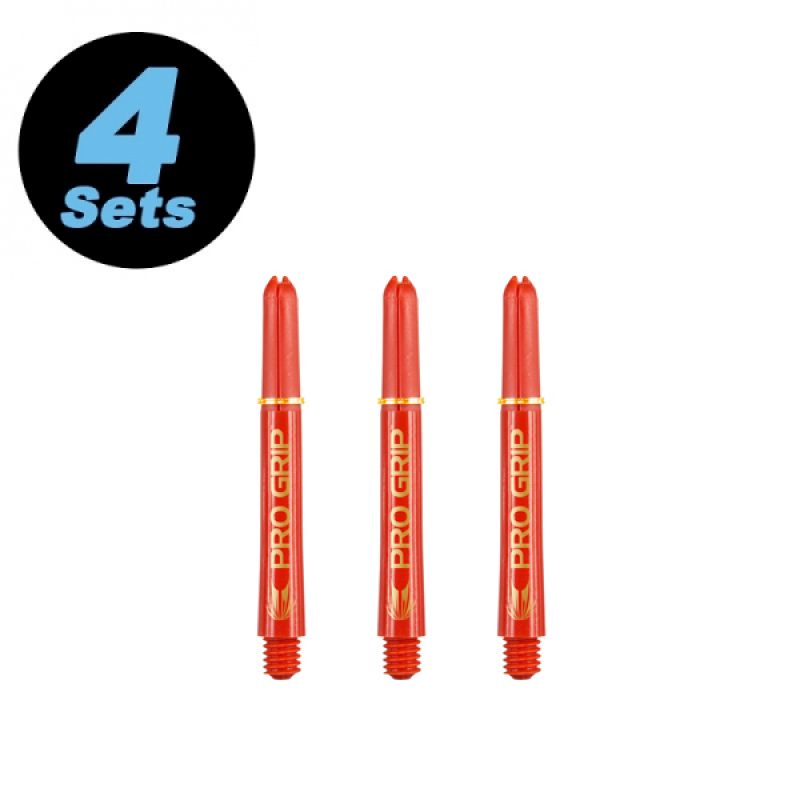 40 mm Schaftset (12 Stk) Nylon rot/gold Pro Grip 2BA