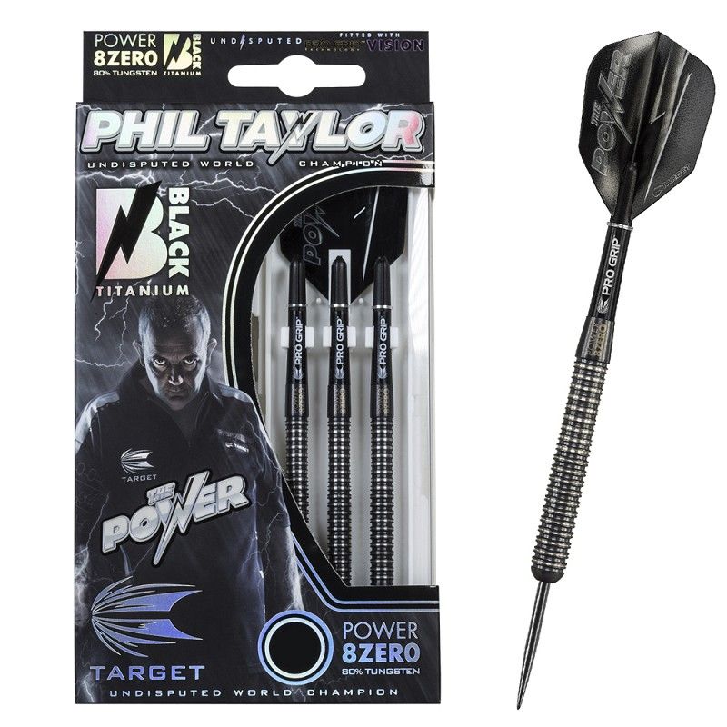 25 g Steel Dartset (3 Stk.) Power 8Zero Black Titanium Phil Taylor