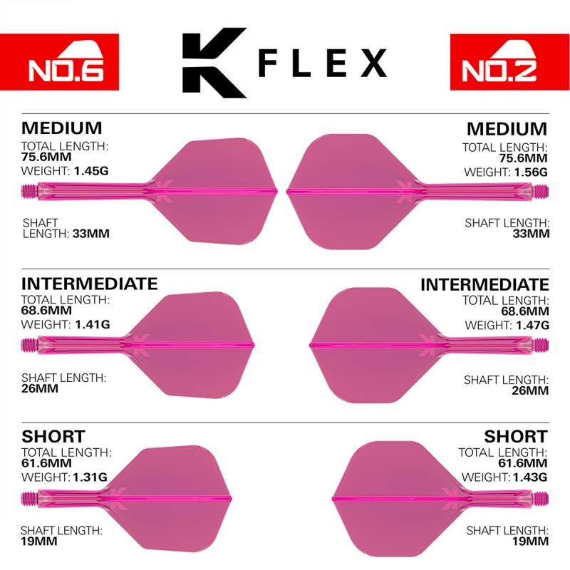 K-FLEX (3 pcs) Flight & Shaft (No 2) neon pink