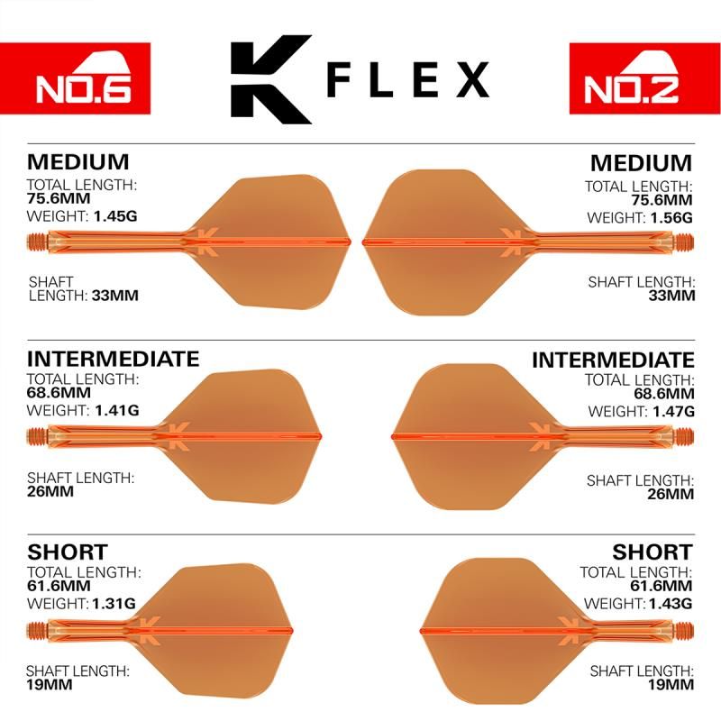 K-FLEX (3 Stk) Flight & Schaft (No2) neon orange