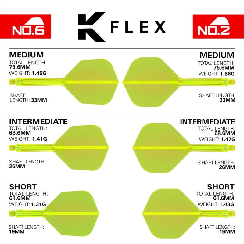 K-FLEX (3 Stk) Flight & Schaft (No 6) neon gelb