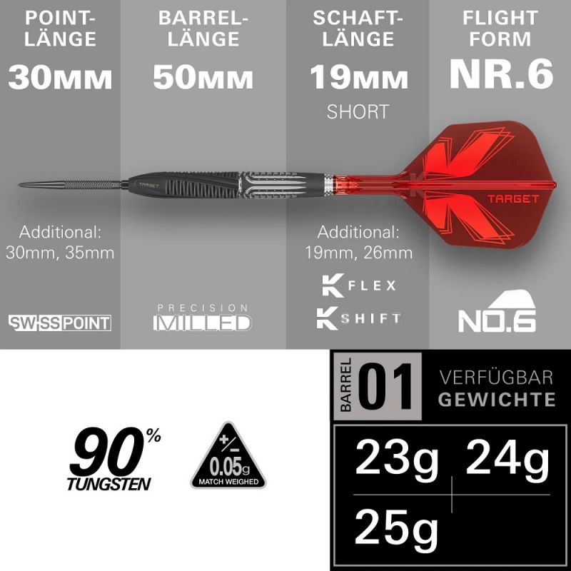 Target SHIFT 90% Swiss Point Steeldarts 2026 – 23g / 24g / 25g