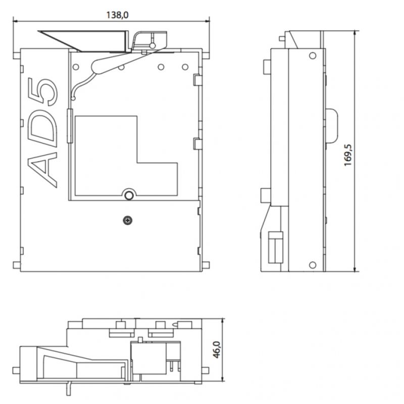 Einbauadapter 5" Münzprüferhalterung