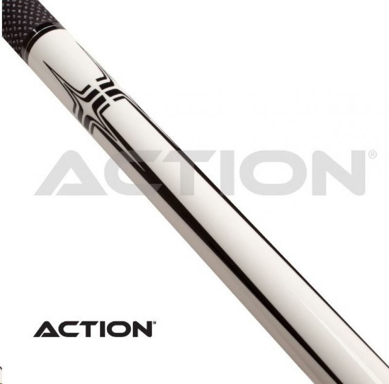 Pool Cue 2-piece Action Black & White 02 / 13 mm glue on tip / L:148 cm