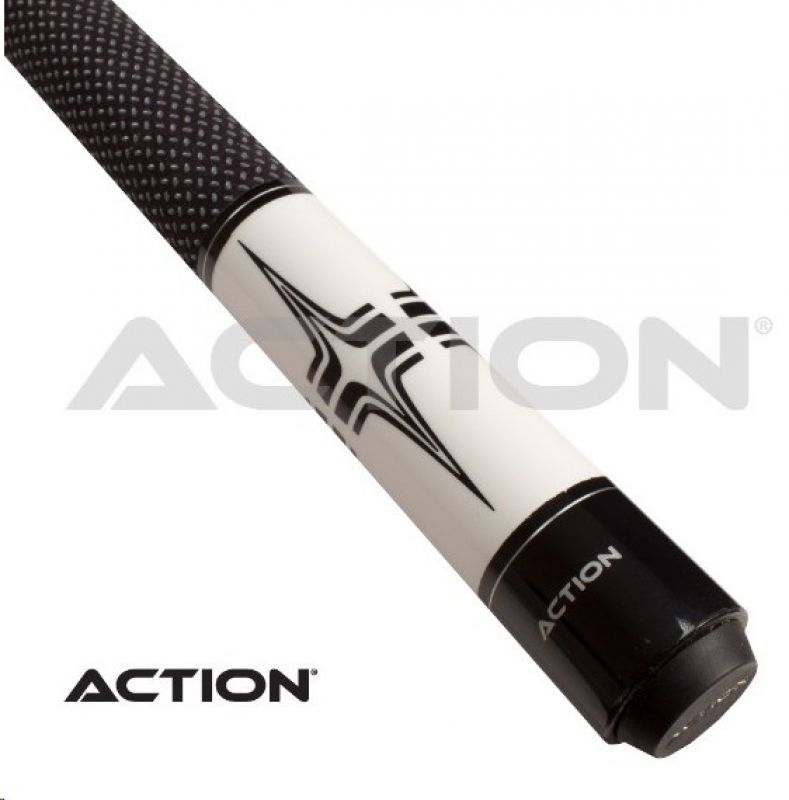 Pool Cue 2-piece Action Black & White 02 / 13 mm glue on tip / L:148 cm