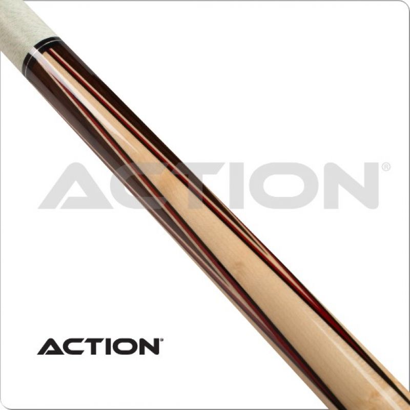 Pool Cue 2-Piece Blonde w/ Red & Chocolate Points Pro 13 mm glue on tip, L:145 cm