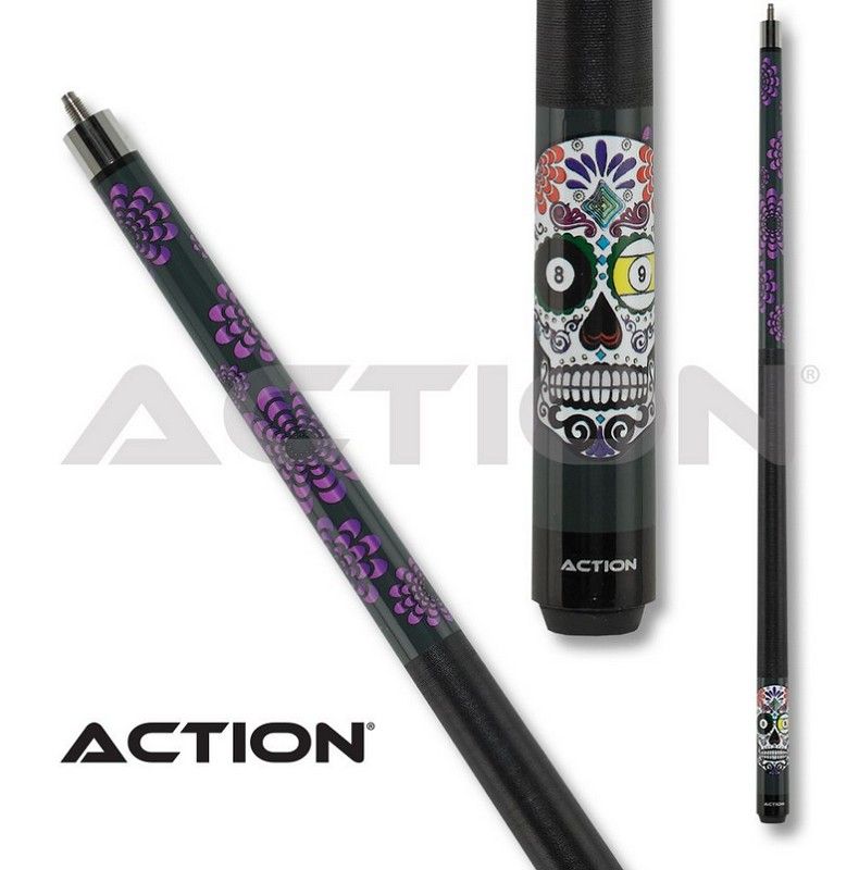 Pool Cue 2-piece Action Black & White 02 / 13 mm glue on tip / L:148 cm