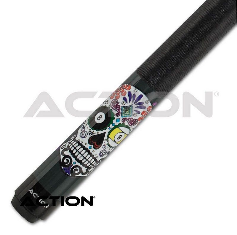 Pool Cue 2-piece Action Black & White 02 / 13 mm glue on tip / L:148 cm