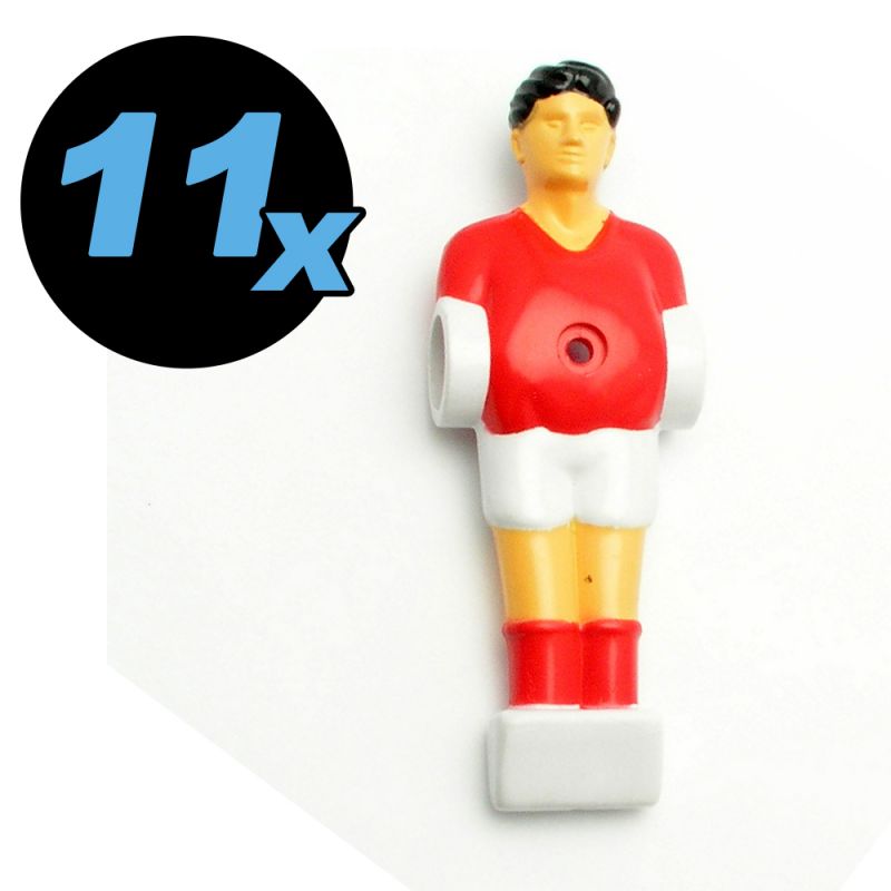 Foosball man red for 13 mm player rods, 11 pcs.