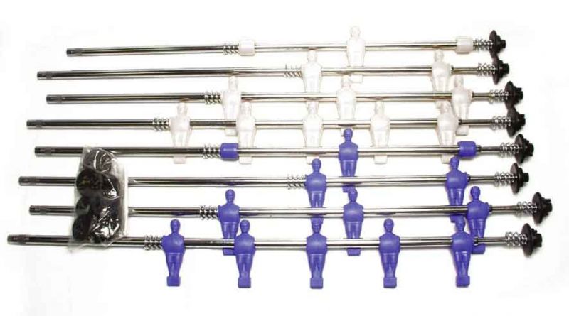 Telescopic player rod Set blue & white rounded feet, for 25mm wall thickness