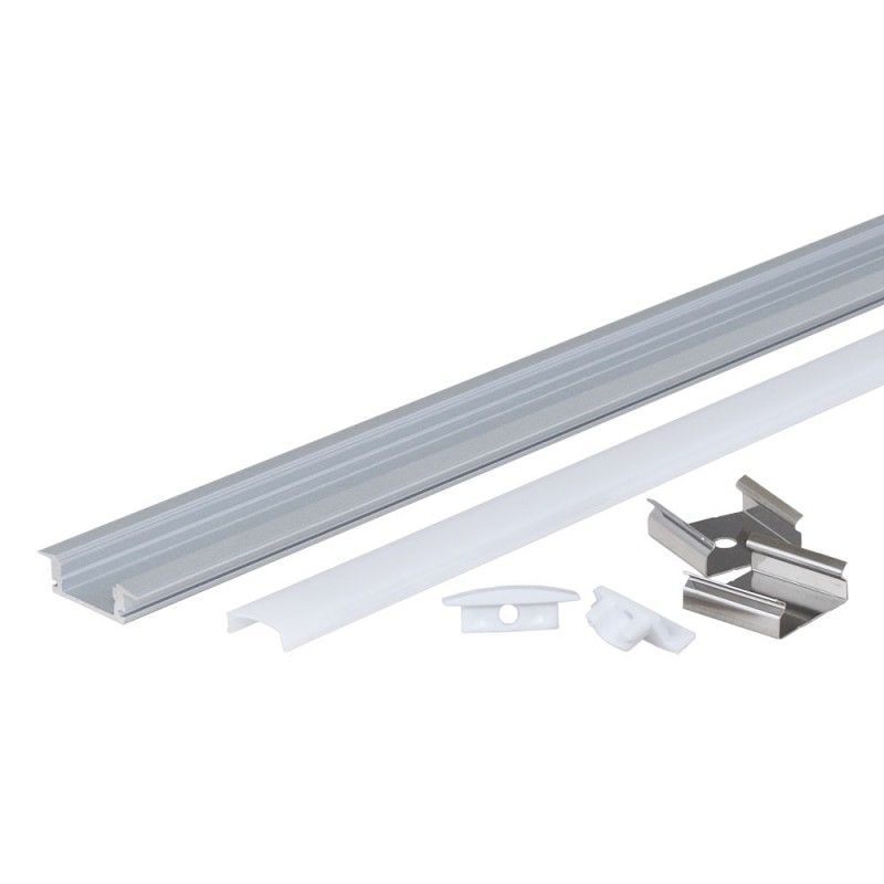 LED Profil Einbau eloxiert 1m SET