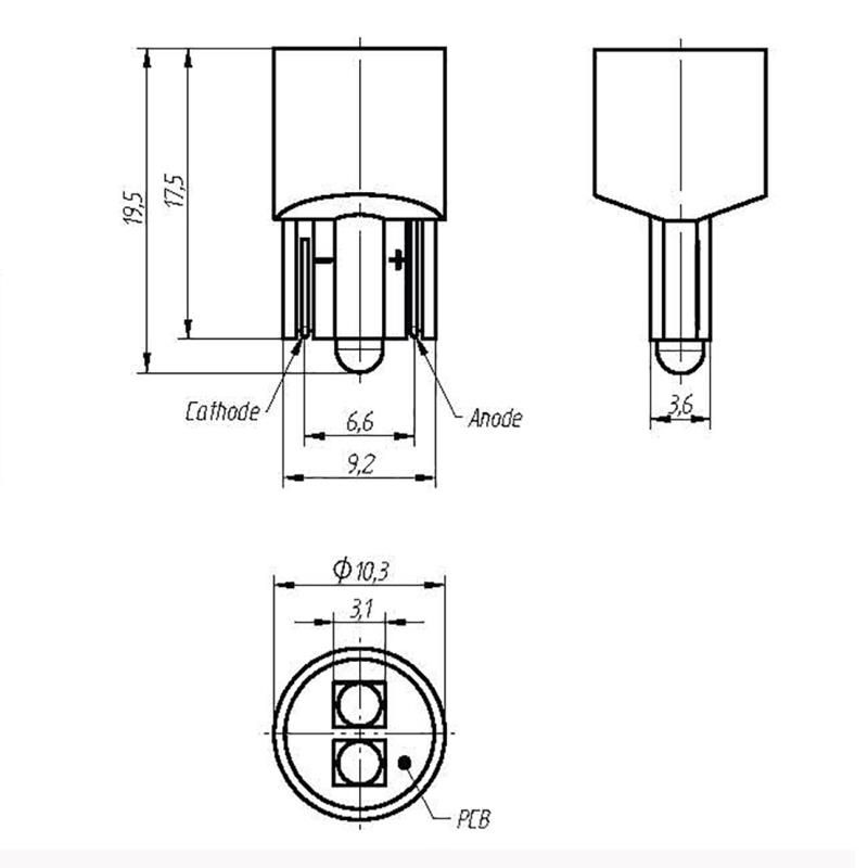 LED with T10 wedge base socket 12 Volt