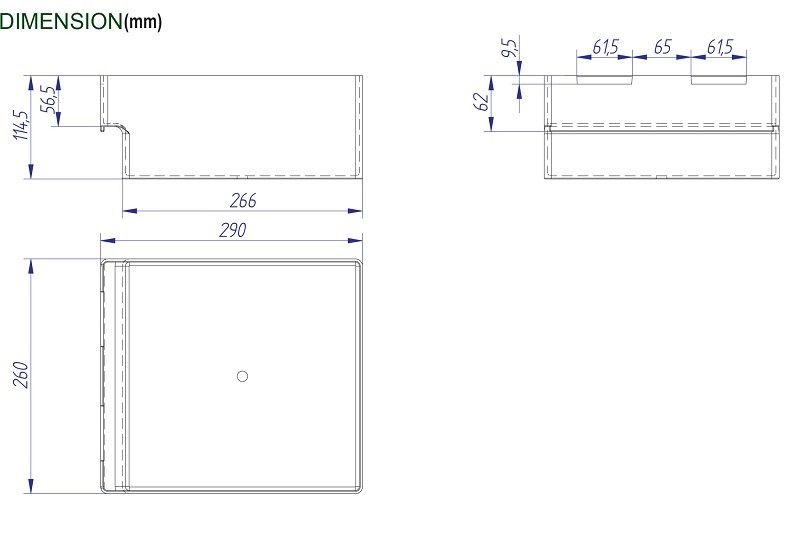 Plastic cashbox for machines 290x260x115mm