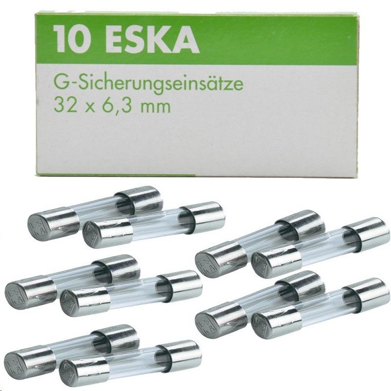 10 Amp. 6,3x32mm träge Glasrohr Sicherung