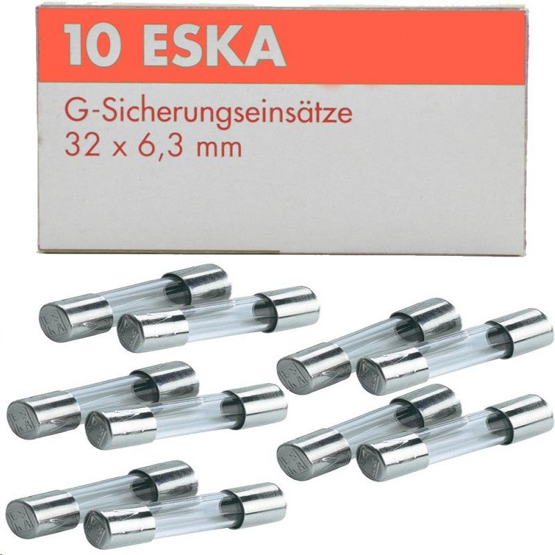 0,8 Amp. 6,3x32mm flink Glasrohr Sicherung