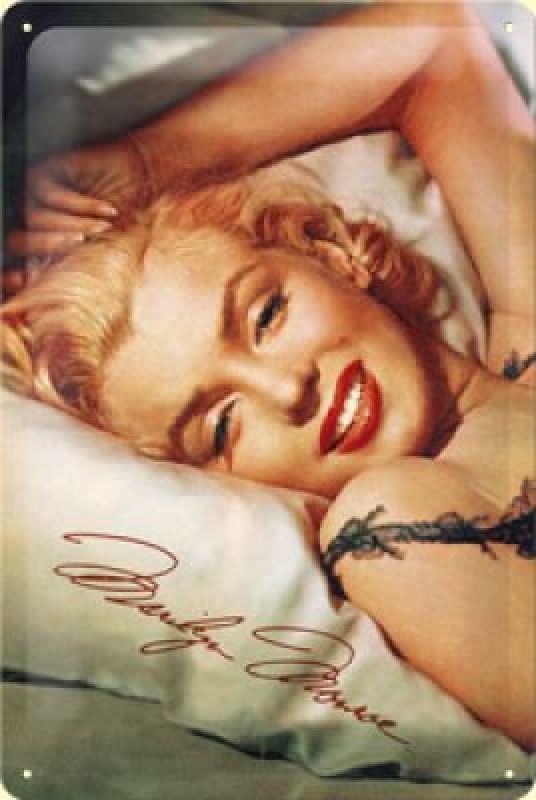 Blechschild 20 x 30 cm Marilyn Monroe Bed NEU 