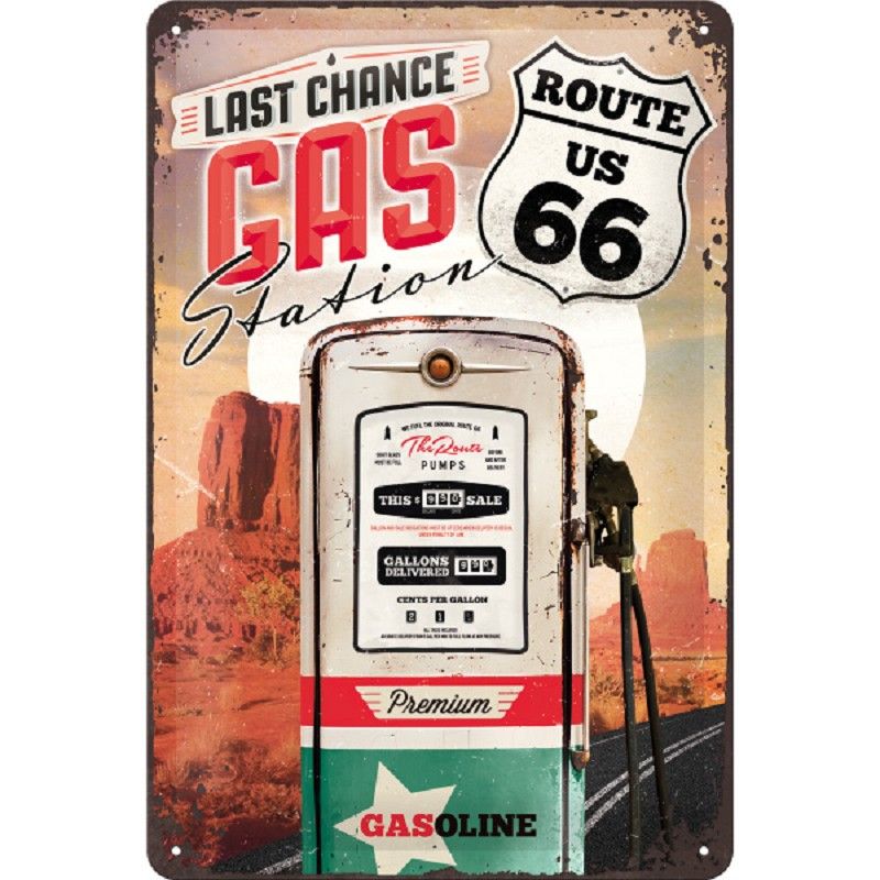 Metal sign - Route 66 - Last Chance Gas - 20 x 30 cm