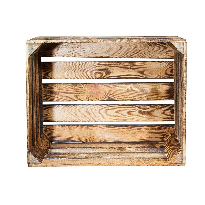 Holzkiste neu dunkel geflammt Vintage 50x40x30 cm